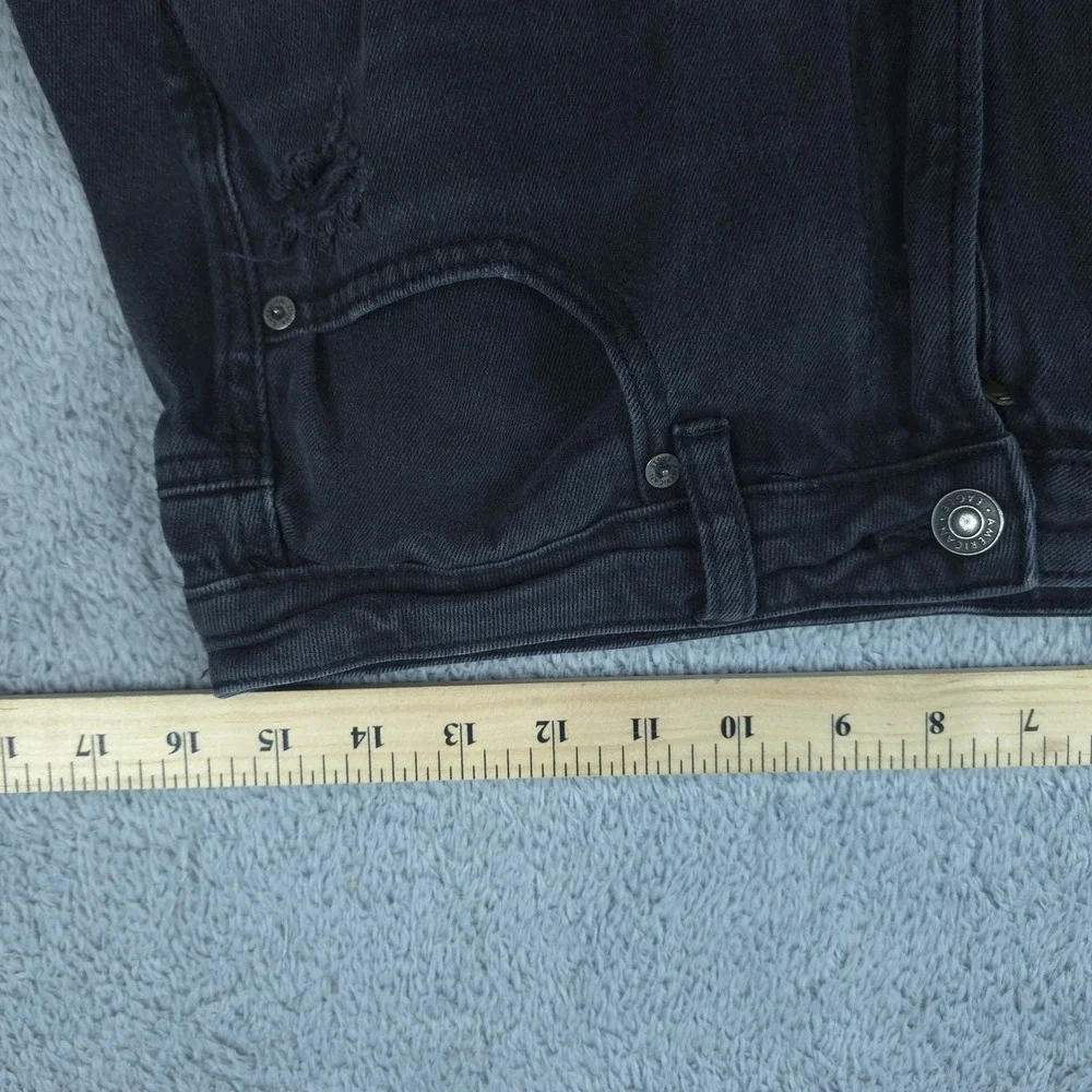American Eagle Jeans Mens 32x26 Black Straight Distressed Stretch Denim